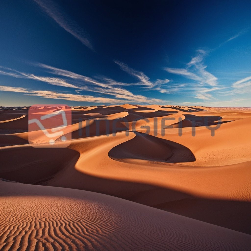 Golden Sand Dunes Stretching Under a Clear Blue Sky