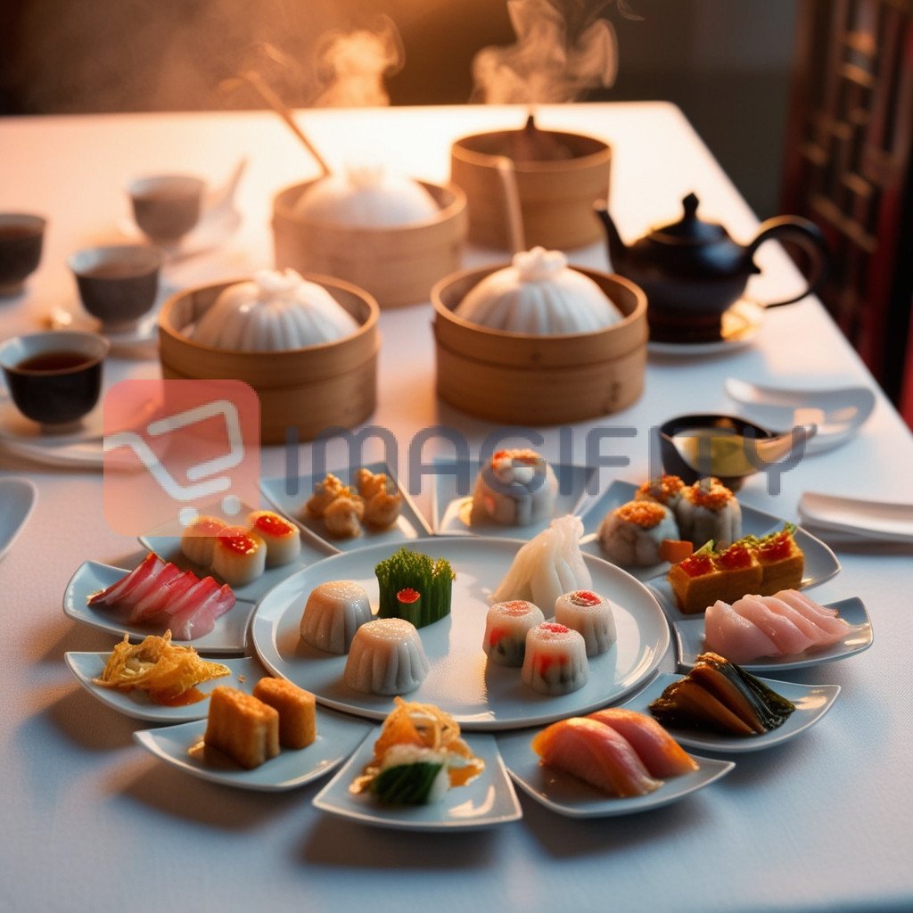 Elegant Dim Sum Spread with Assorted Delicacies