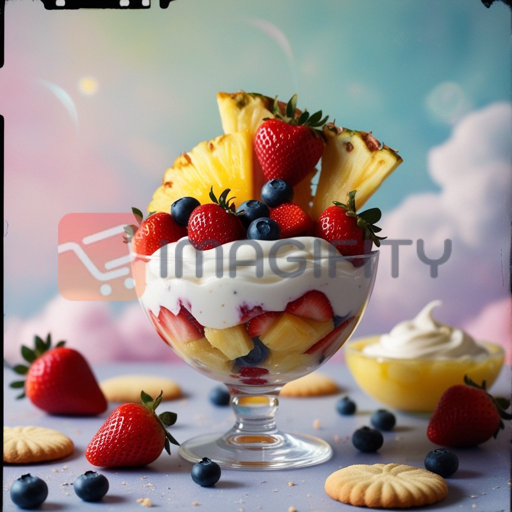 Colorful Fruit Parfait with Fresh Berries and Pineapple